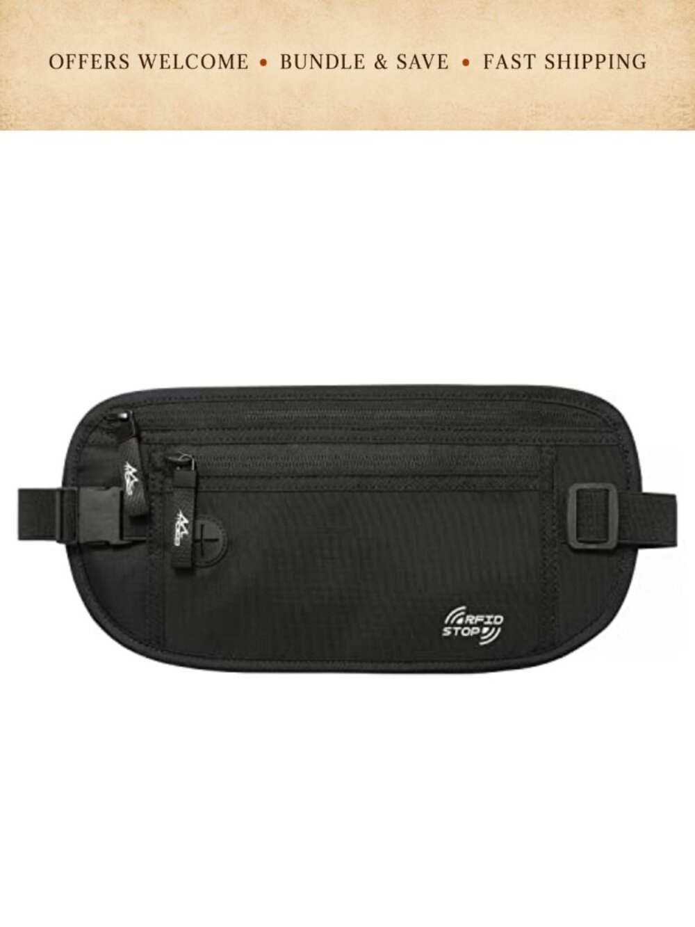 RFID Blocking Travel Money Belt Hidden Waist Pouch Waterproof
